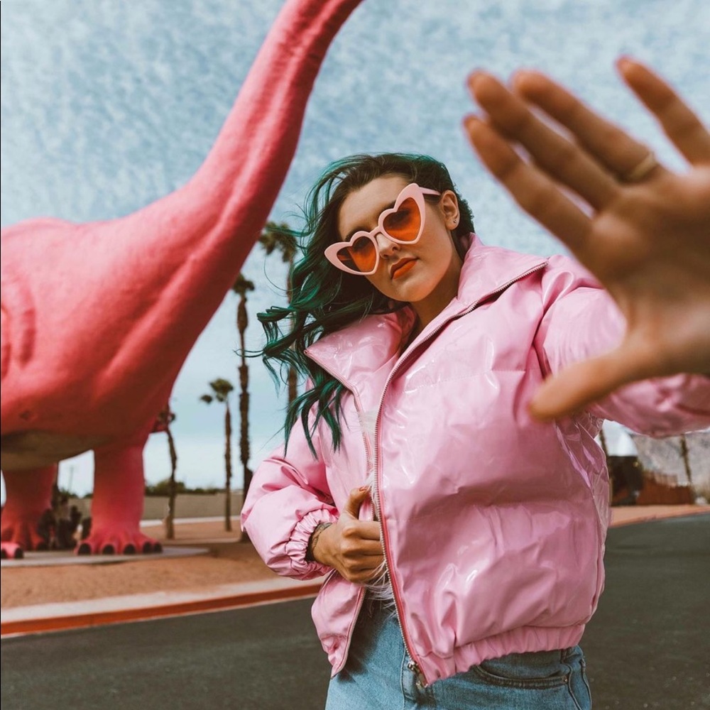 PLT pink vinyl puffer